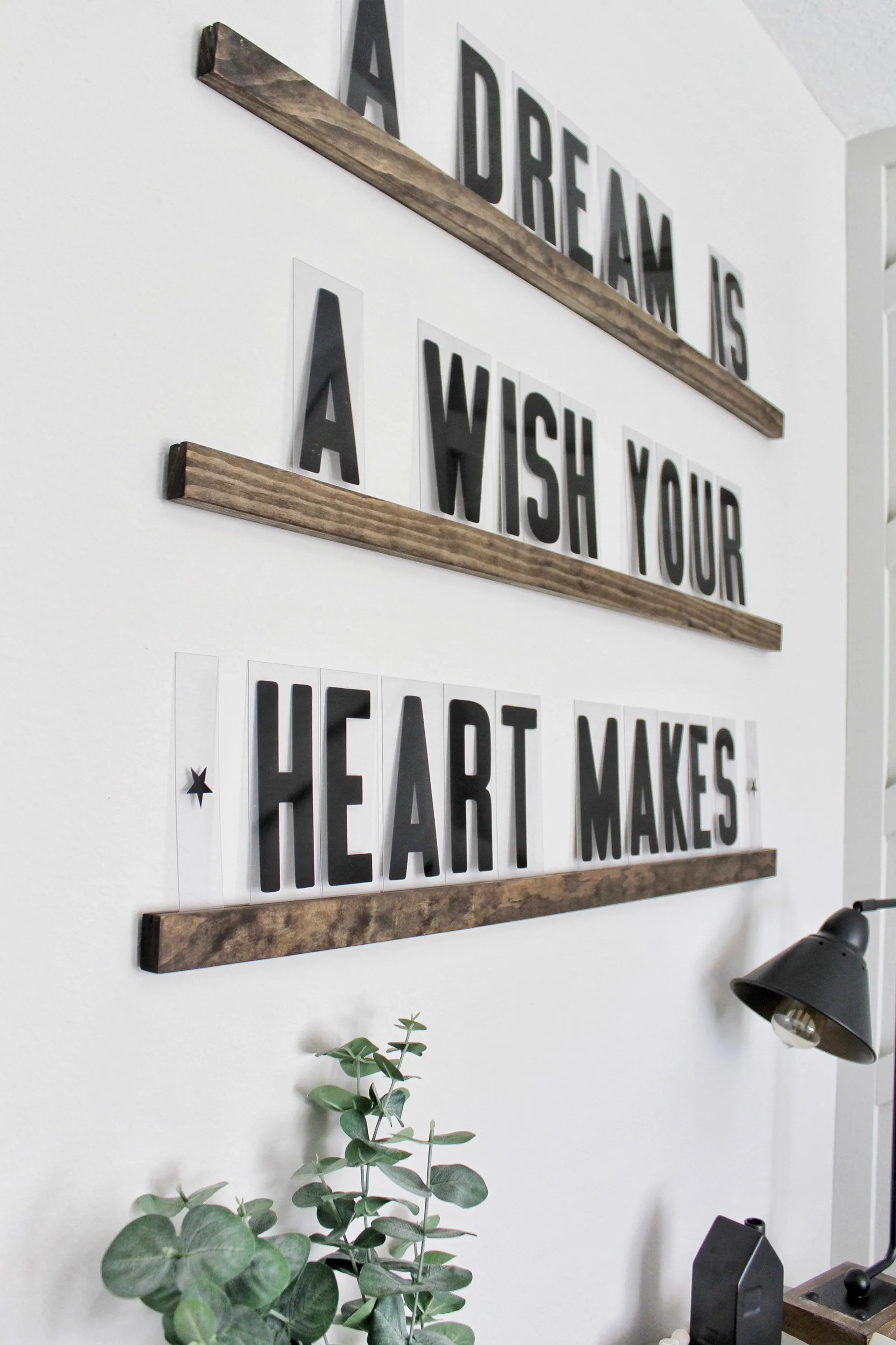 Wood Floating Letter Shelves with Interchangeable Letter Board | Marquee Shelf with Wood Letters