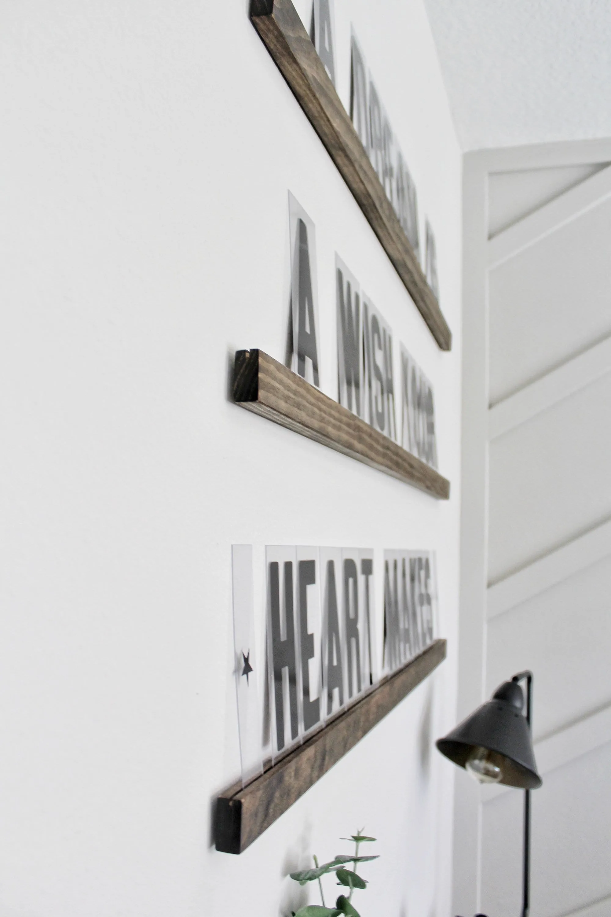 Wood Floating Letter Shelves with Interchangeable Letter Board | Marquee Shelf with Wood Letters