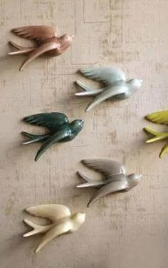 Kalalou Ceramic Swallows - Set Of 6