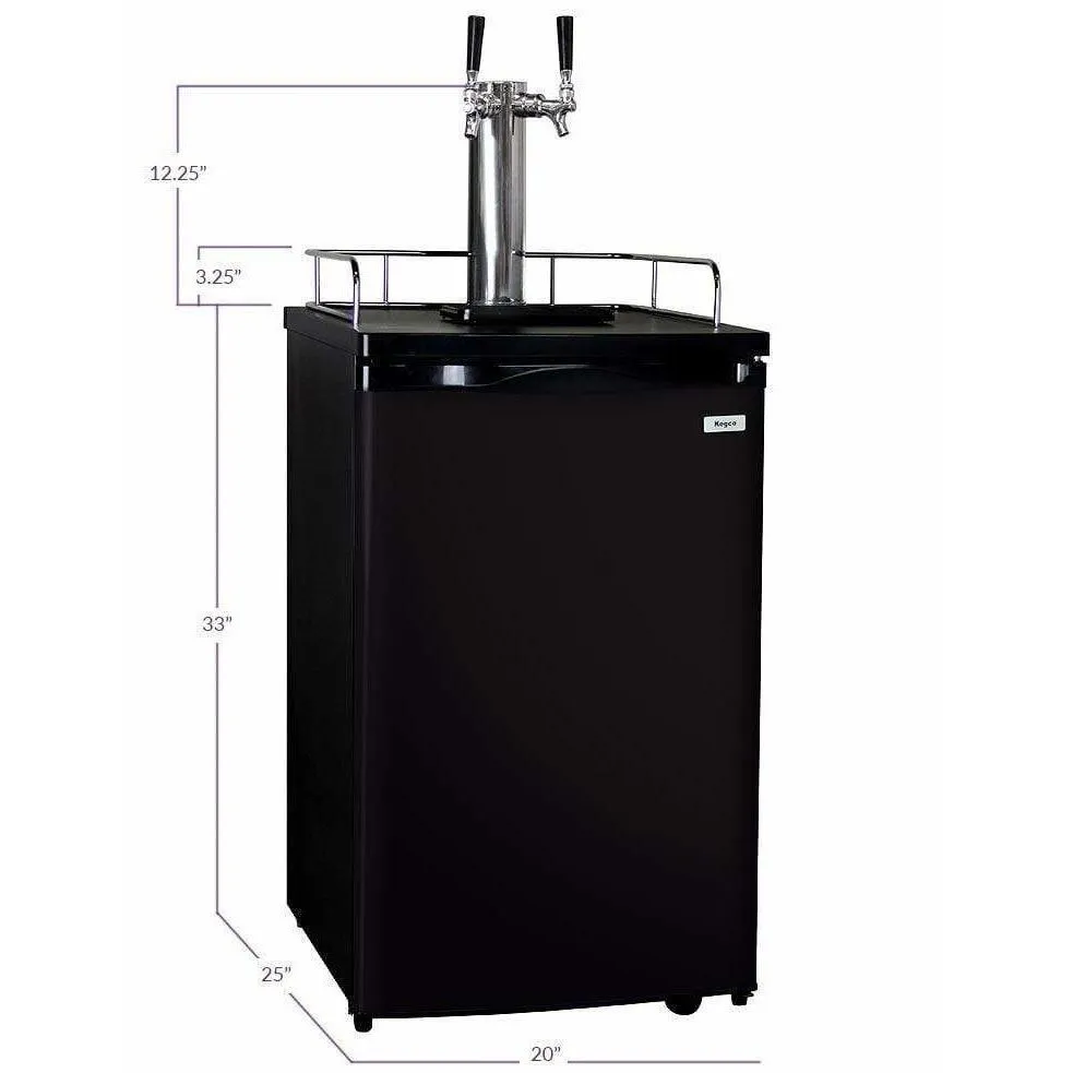 Kegco 20" Wide Dual Tap Black Home Brew Kegerator HBK199B-2