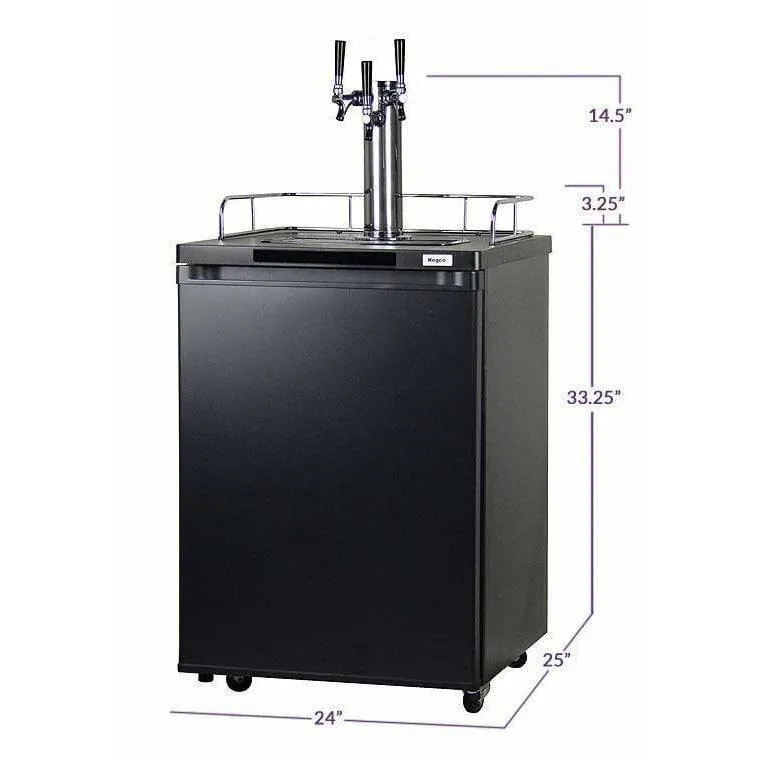 Kegco 24" Wide Triple Tap Black Home Brew Kegerator HBK209B-3