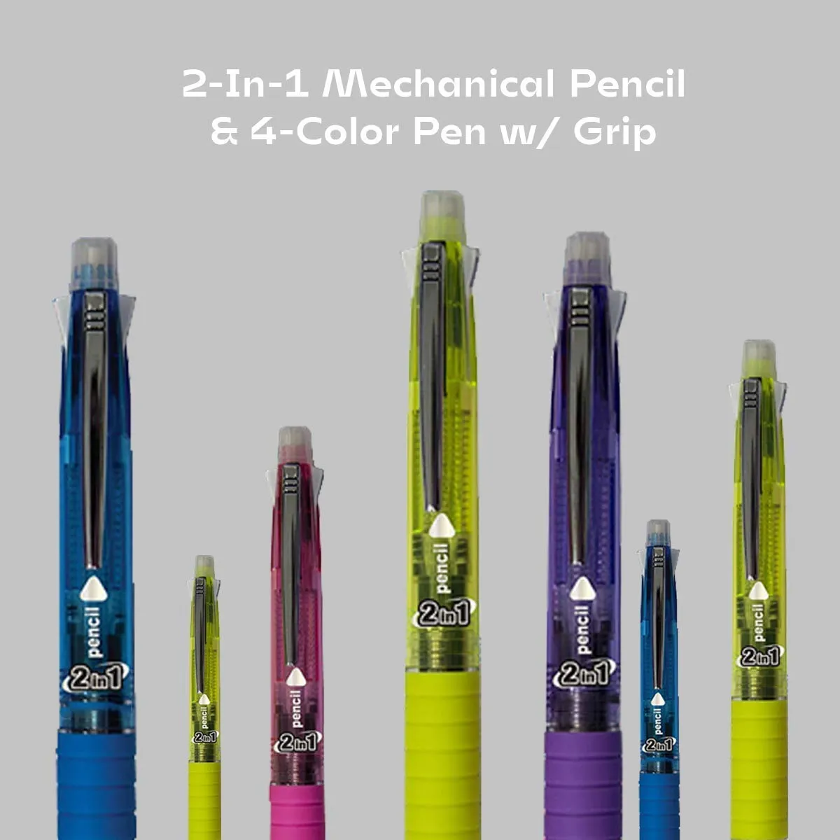 Kicko Mechanical Pencil with Colored Pens - Set of 8, 2-in-1 Writing Tools with 4 Colors