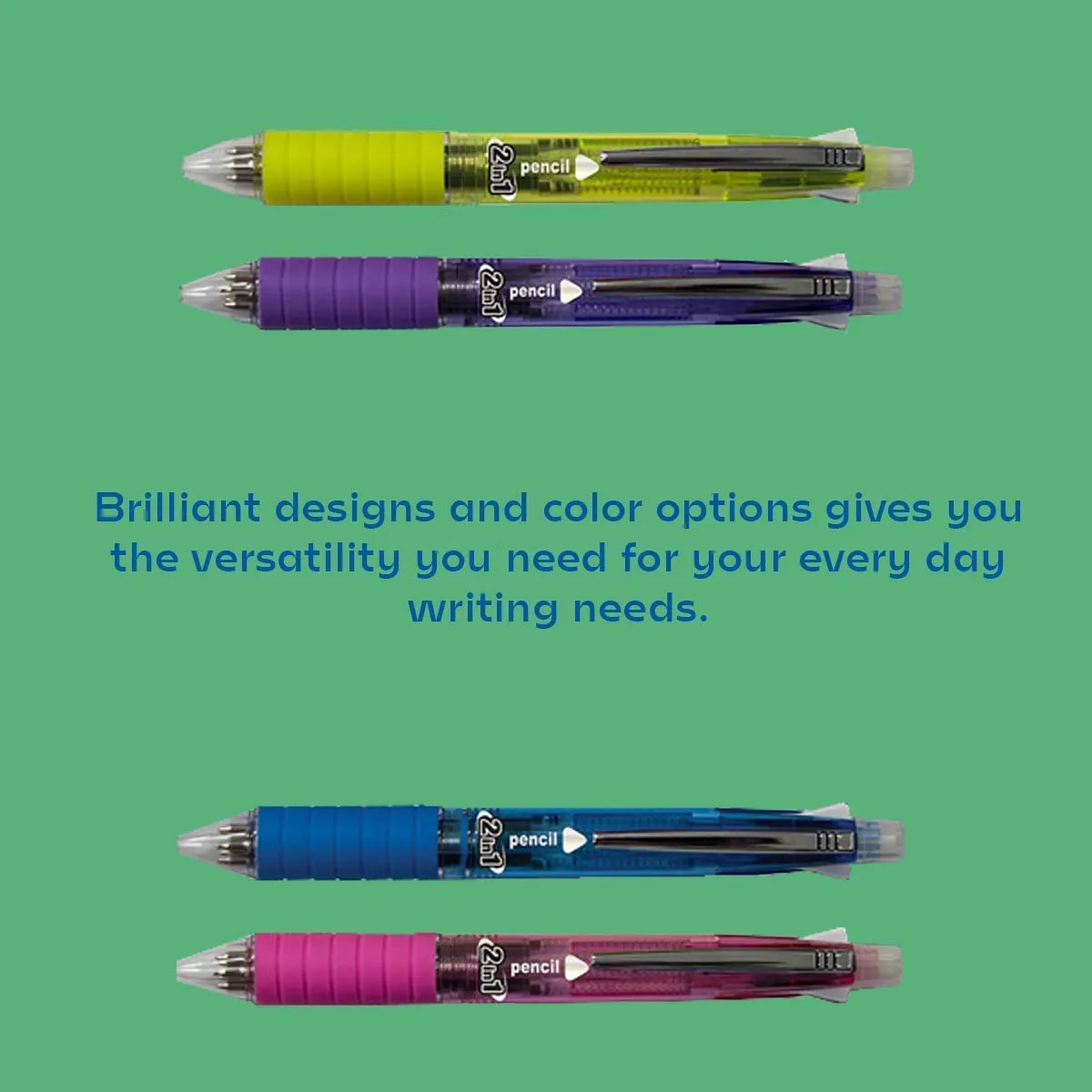 Kicko Mechanical Pencil with Colored Pens - Set of 8, 2-in-1 Writing Tools with 4 Colors