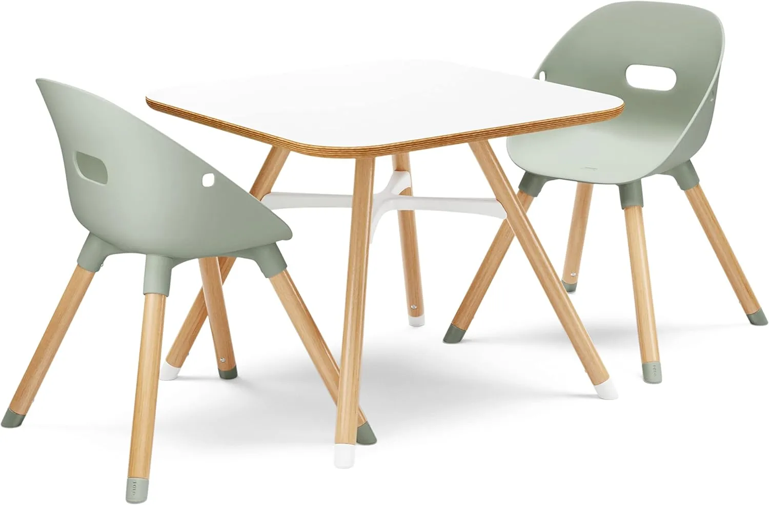 Kids Table and Chairs Set - Sustainable Wood Table with 2 Non-Toxic Bucket Seats