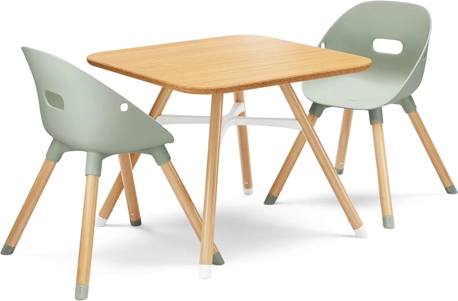 Kids Table and Chairs Set - Sustainable Wood Table with 2 Non-Toxic Bucket Seats