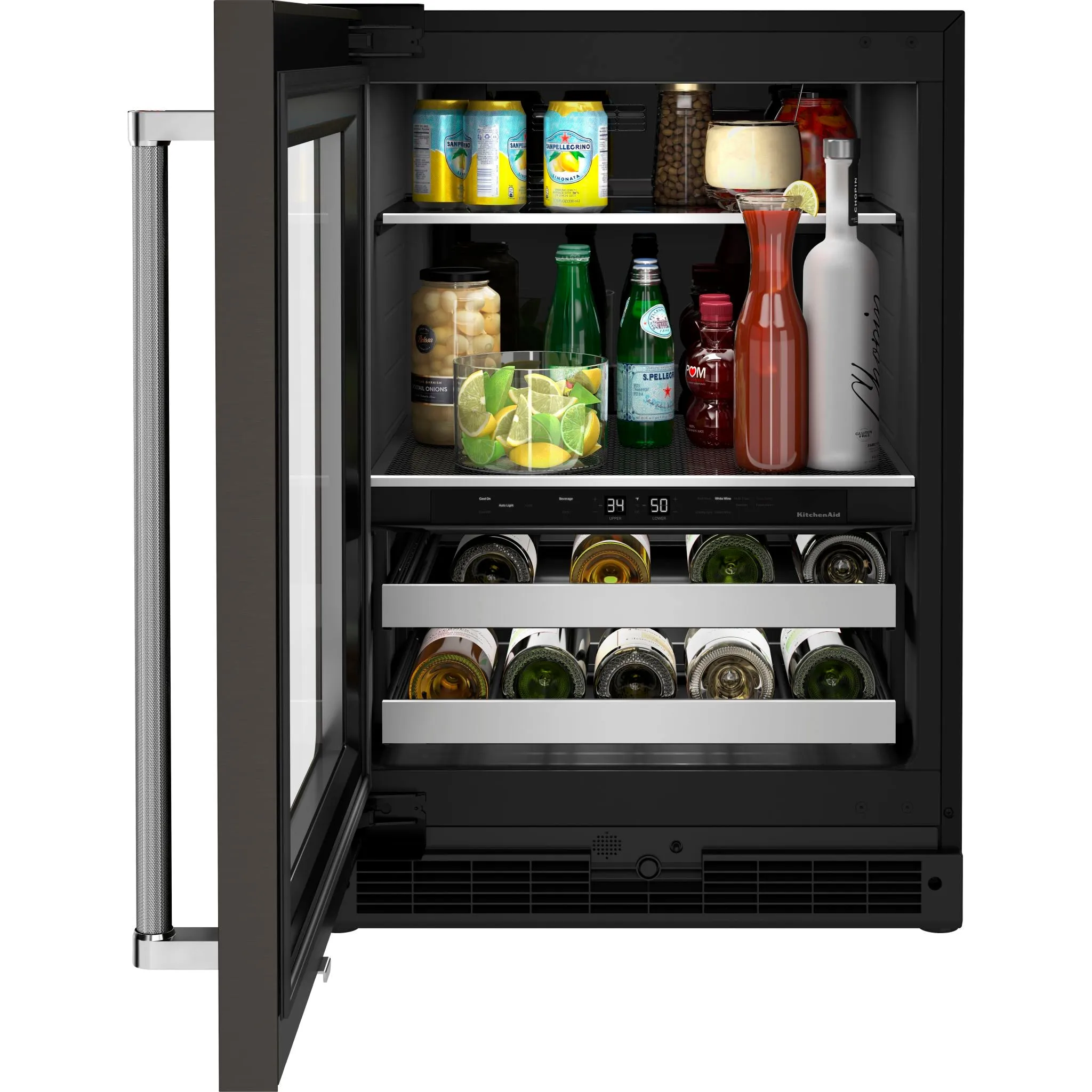 KitchenAid  24" Beverage Center with Glass Door and Metal-Front Racks and PrintShield Finish (KUBL314KBS)