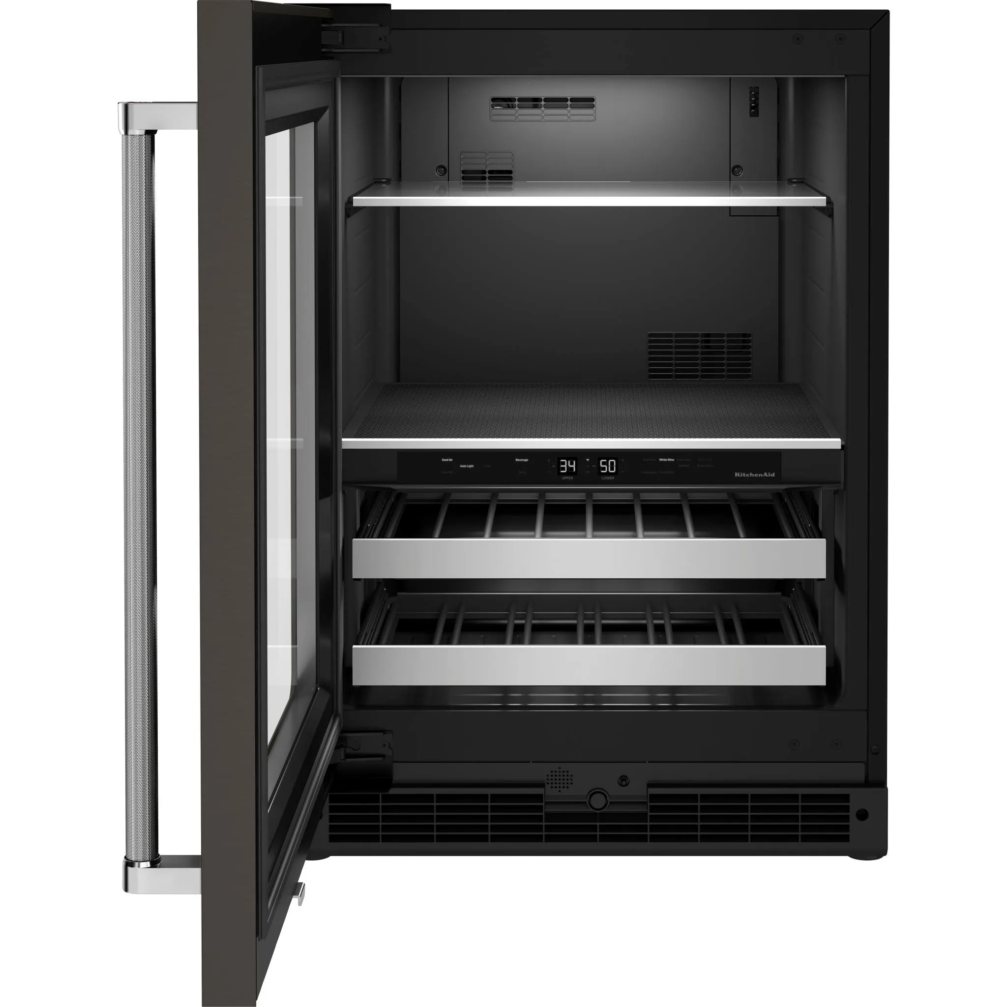 KitchenAid  24" Beverage Center with Glass Door and Metal-Front Racks and PrintShield Finish (KUBL314KBS)