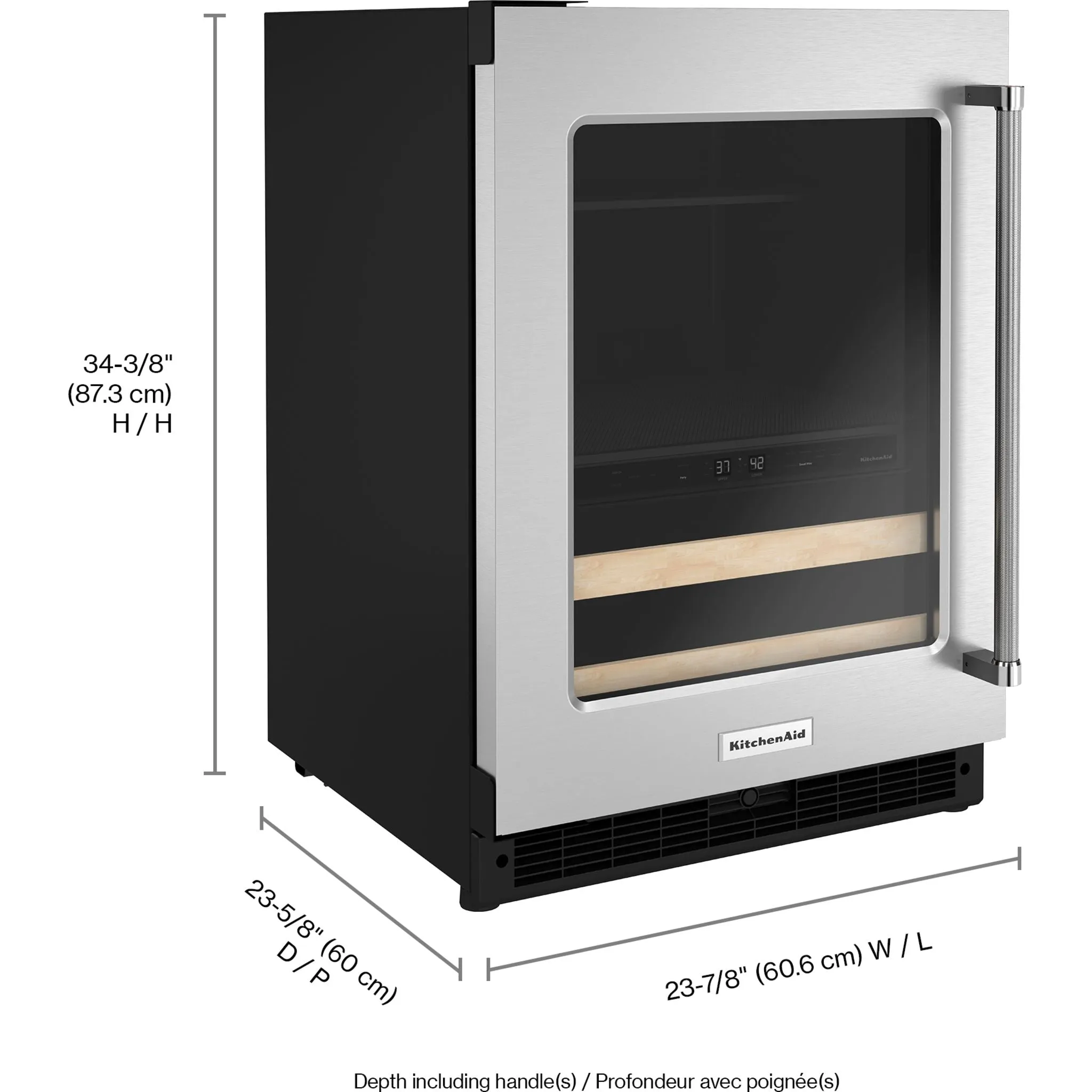 KitchenAid  24" Beverage Center with Glass Door and Wood-Front Racks (KUBL214KSB)