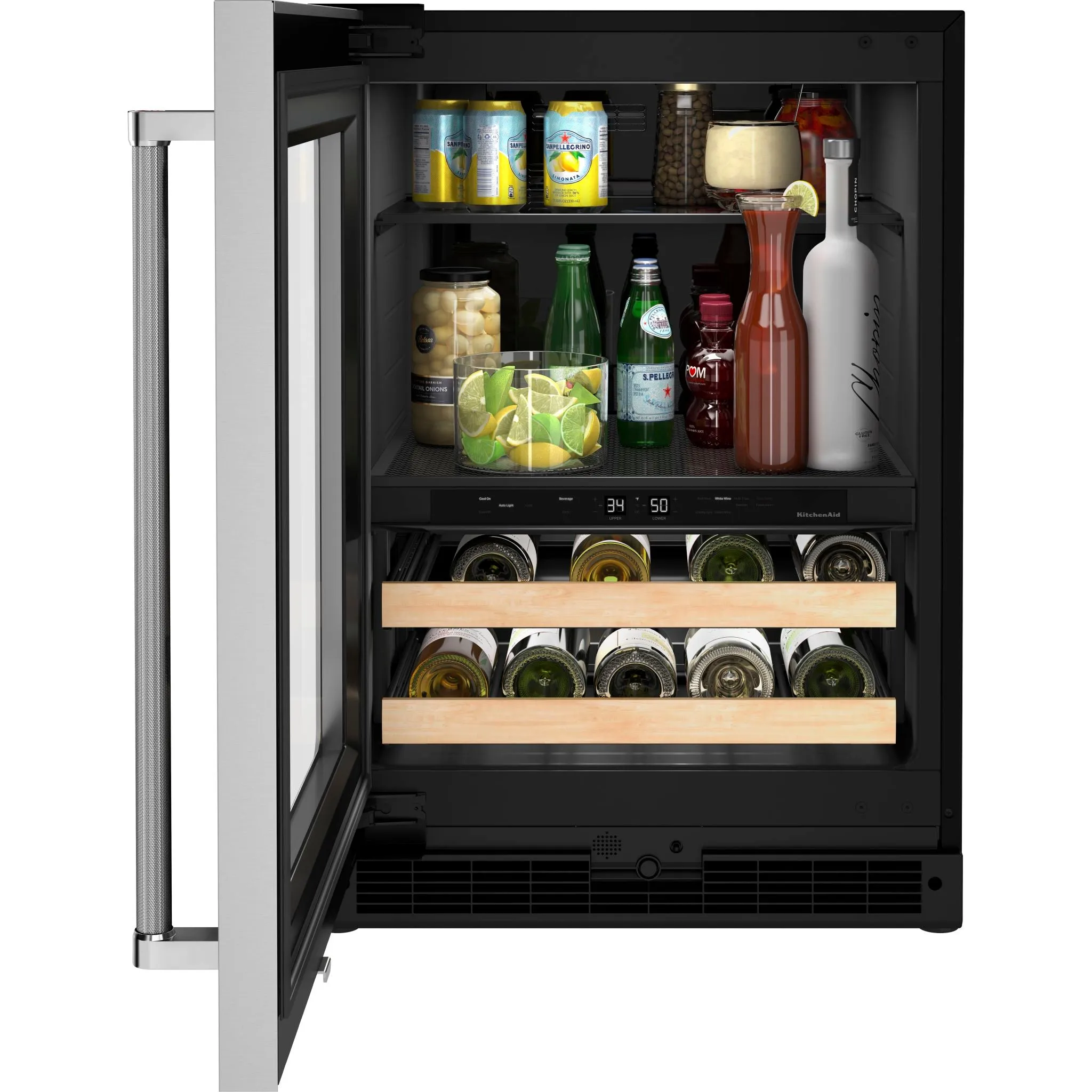 KitchenAid  24" Beverage Center with Glass Door and Wood-Front Racks (KUBL214KSB)