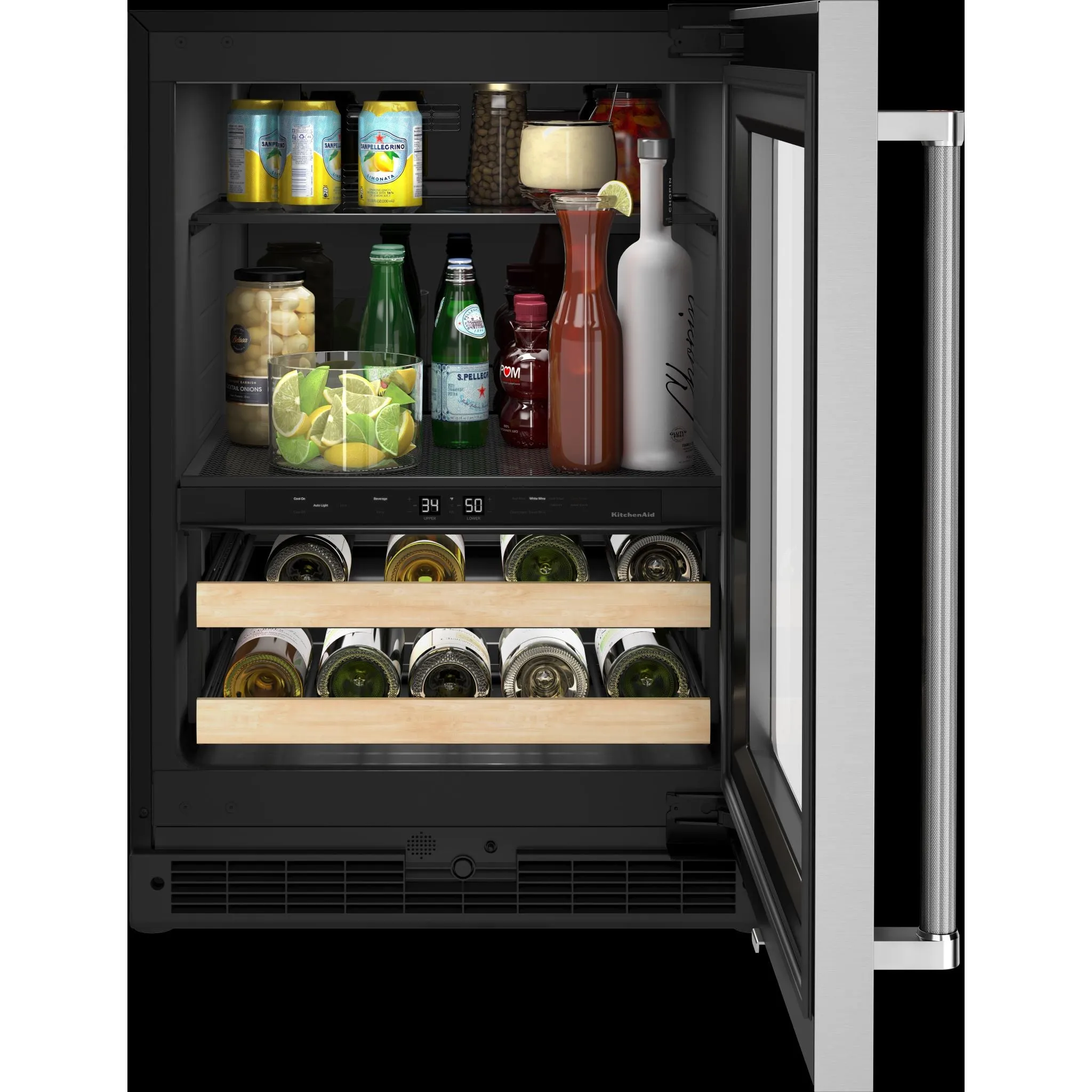 KitchenAid  24" Beverage Center with Glass Door and Wood-Front Racks (KUBR214KSB)