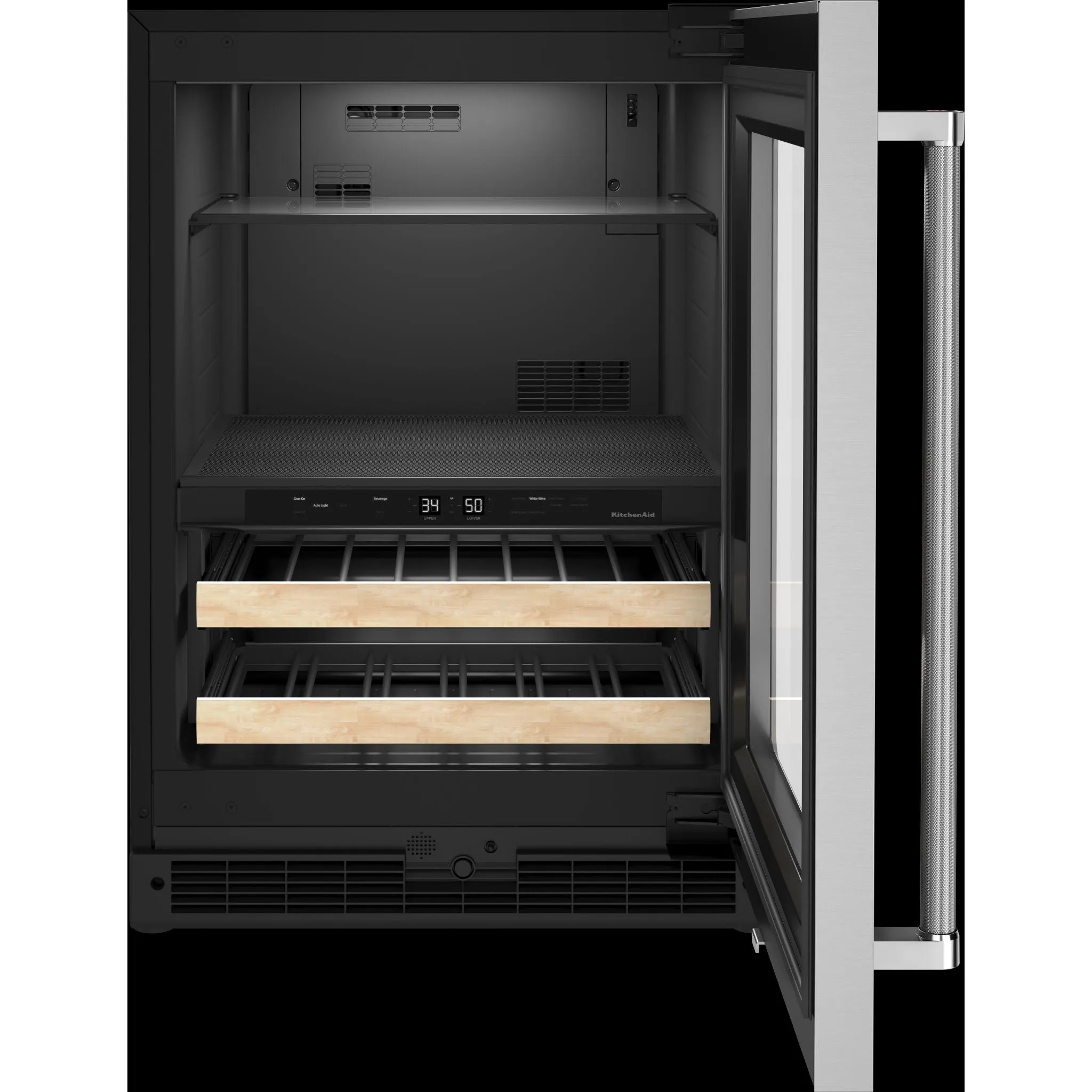 KitchenAid  24" Beverage Center with Glass Door and Wood-Front Racks (KUBR214KSB)