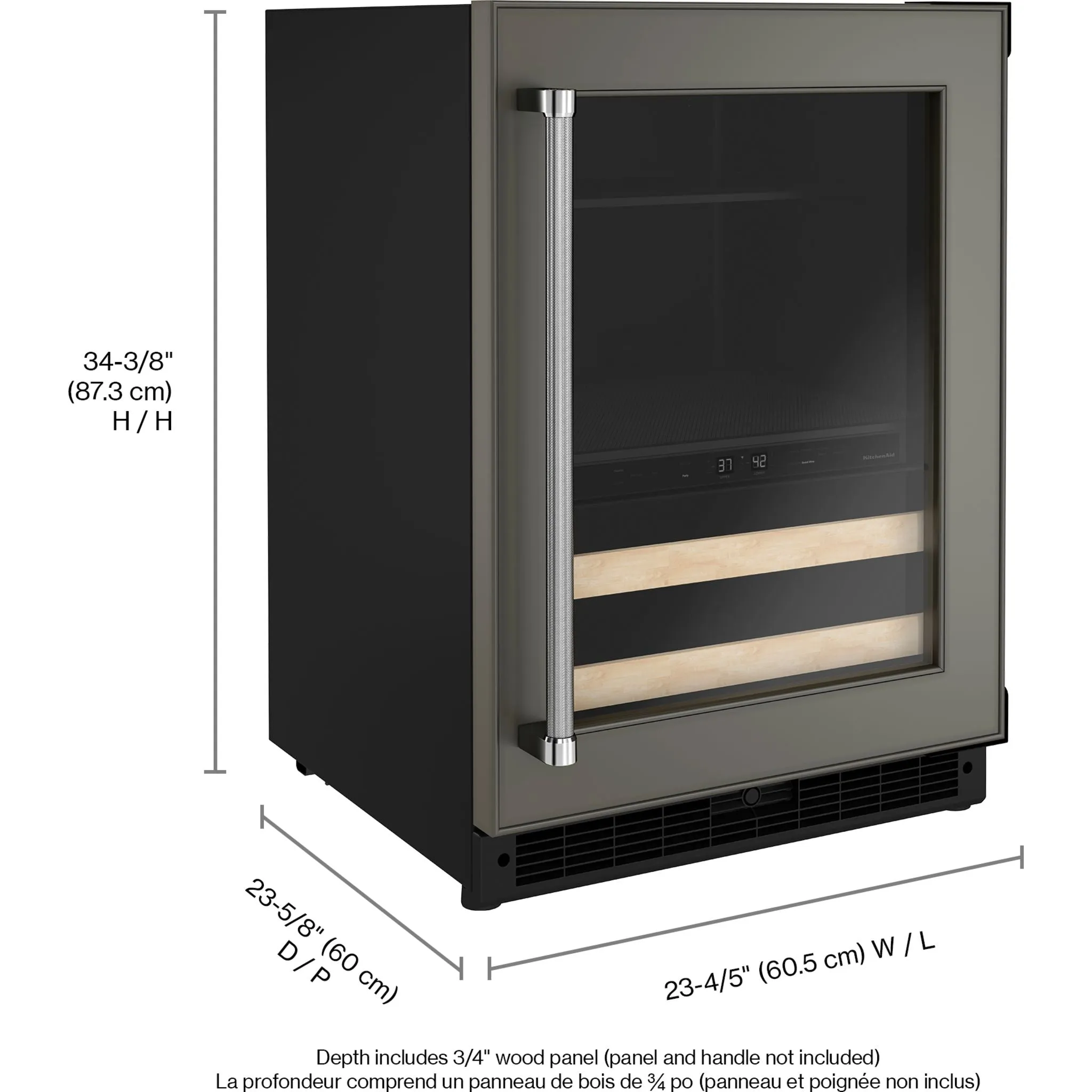 KitchenAid  24" Panel-Ready Beverage Center with Wood-Front Racks (KUBR214KPA)