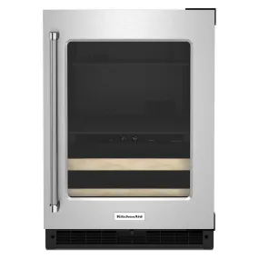 Kitchenaid KUBR214KSB 24" Beverage Center with Glass Door and Wood-Front Racks