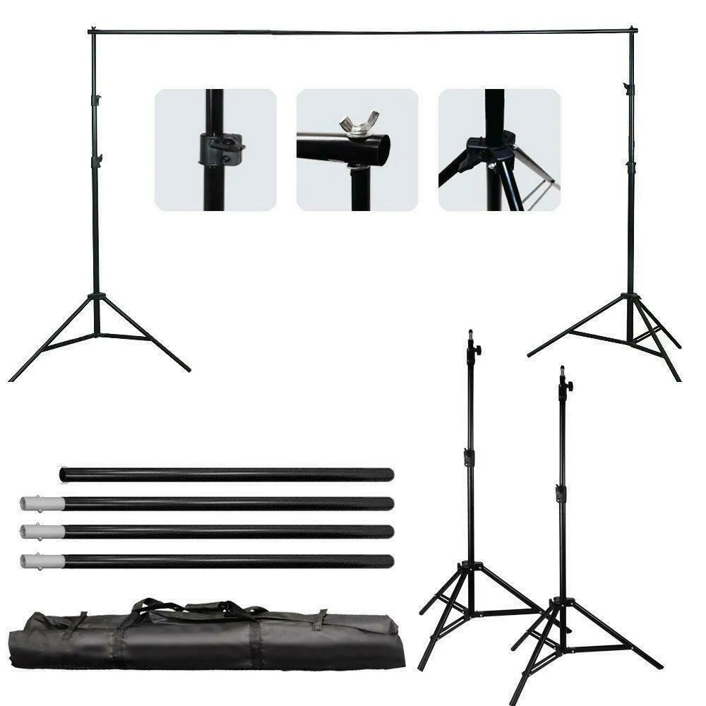 KSHX PRO™ 10ft Adjustable Photography Studio Background Stand Kit w/ Backdrop Crossbar