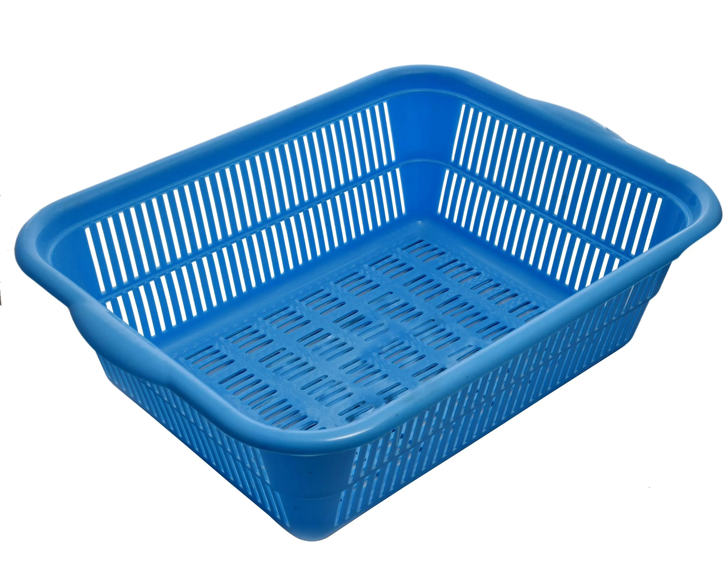 Kuber Industries 2 Pieces Plastic Kitchen Dish Rack Drainer Vegetables and Fruits Basket Dish Rack Multipurpose Organizers,Large Size,Blue & Red