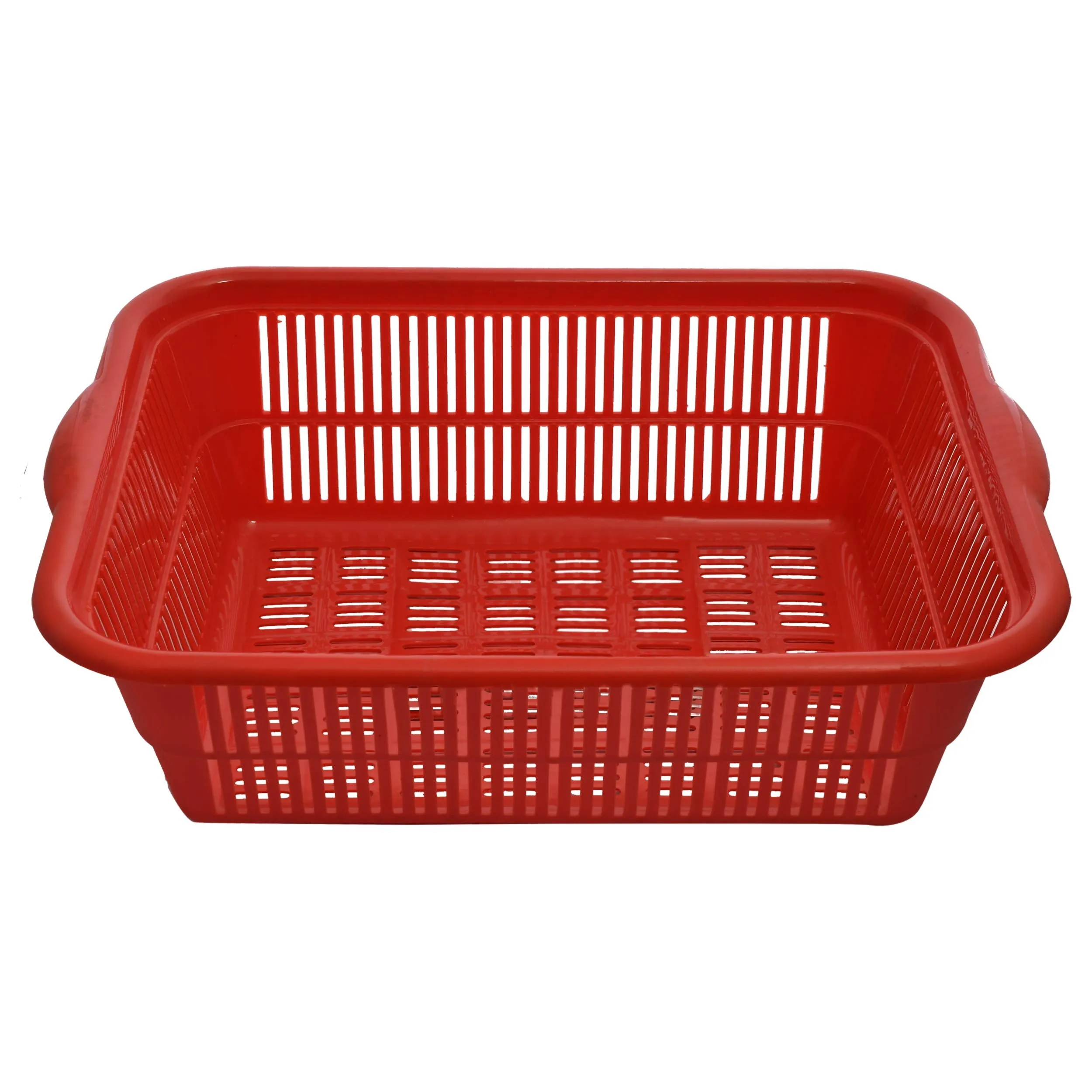 Kuber Industries 2 Pieces Plastic Kitchen Dish Rack Drainer Vegetables and Fruits Basket Dish Rack Multipurpose Organizers,Large Size,Blue & Red