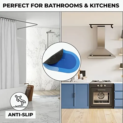 Kuber Industries Floor Mat and Cabinet Shelf Mat| Shelf Mat are Super Absorbent,Quick Dry, Anti Slip Mat for Bathroom Floor (40 x 60 cm,Blue) | Cabinet Shelf PVC Materia Adjustable Size 5