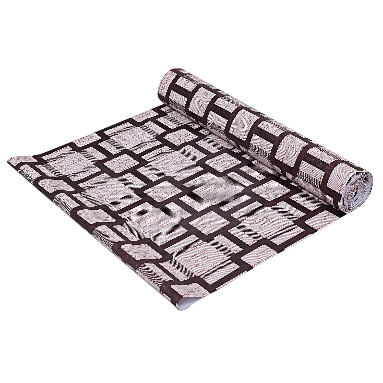 Kuber Industries Kitchen Drawer/ Cabinet Shelf Mat|3D Checks Design With PVC Material|Adjustable Size 10 Mtr Roll (Brown)-CTKTC08895, Polyvinyl Chloride