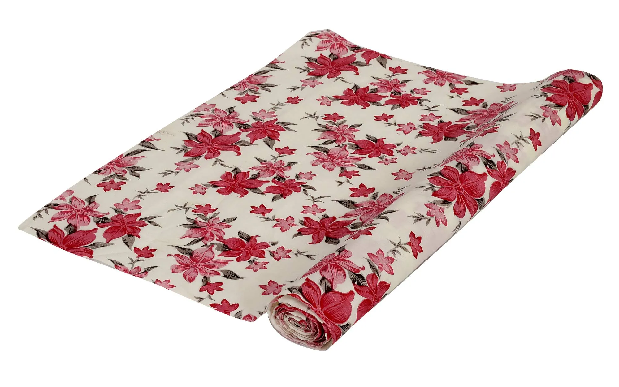 Kuber Industries Kitchen Drawer/ Cabinet Shelf Mat|Flower Design With PVC Material|Adjustable Size 5 MTR Roll (Cream)-KUBMART03004, standard ,Polyvinyl Chloride