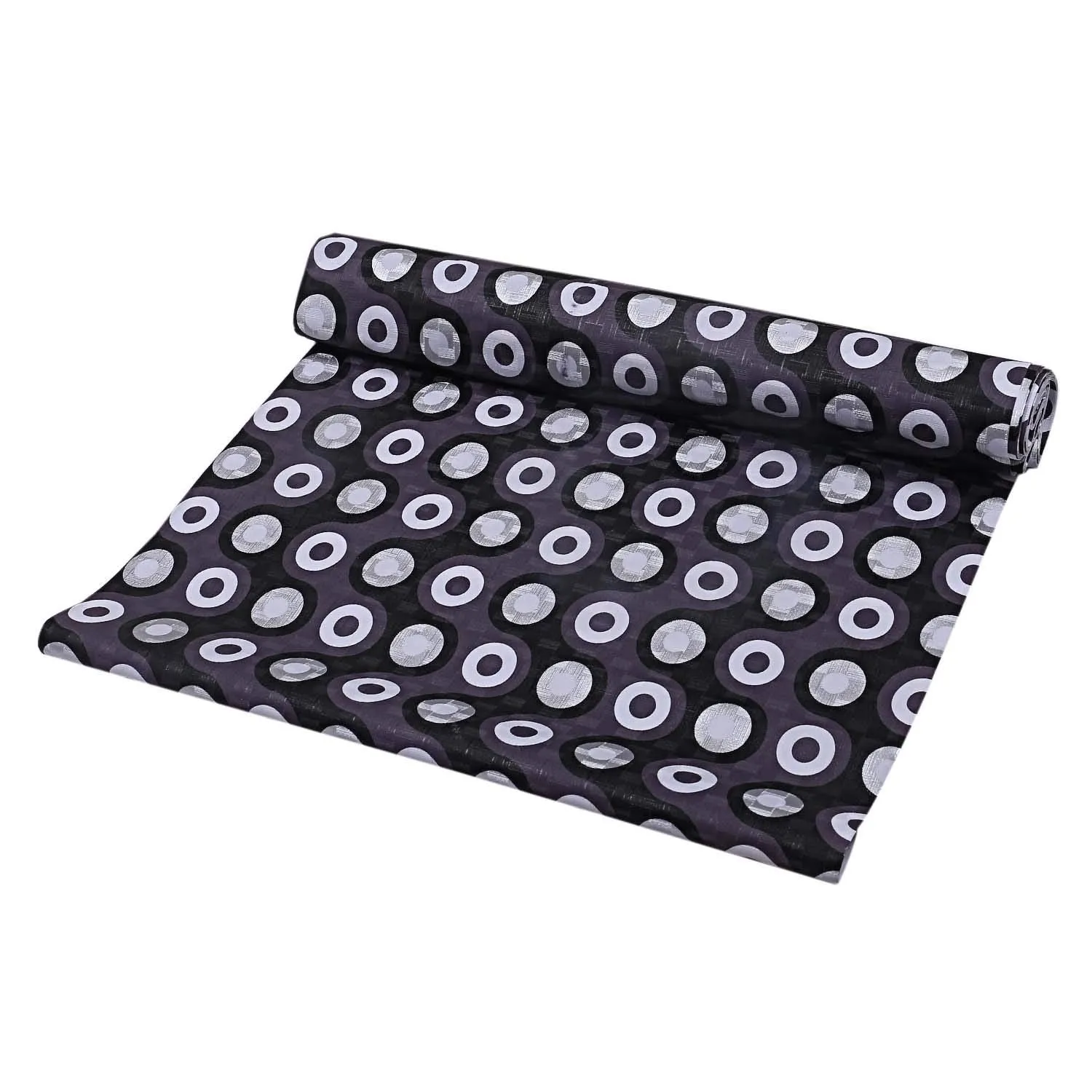 Kuber Industries Kitchen Drawer/Cabinet Shelf Mat|Polka Dots Design with PVC Material|Adjustable Size 10 Mtr Roll (Grey and White)-CTKTC14486, Polyvinyl Chloride