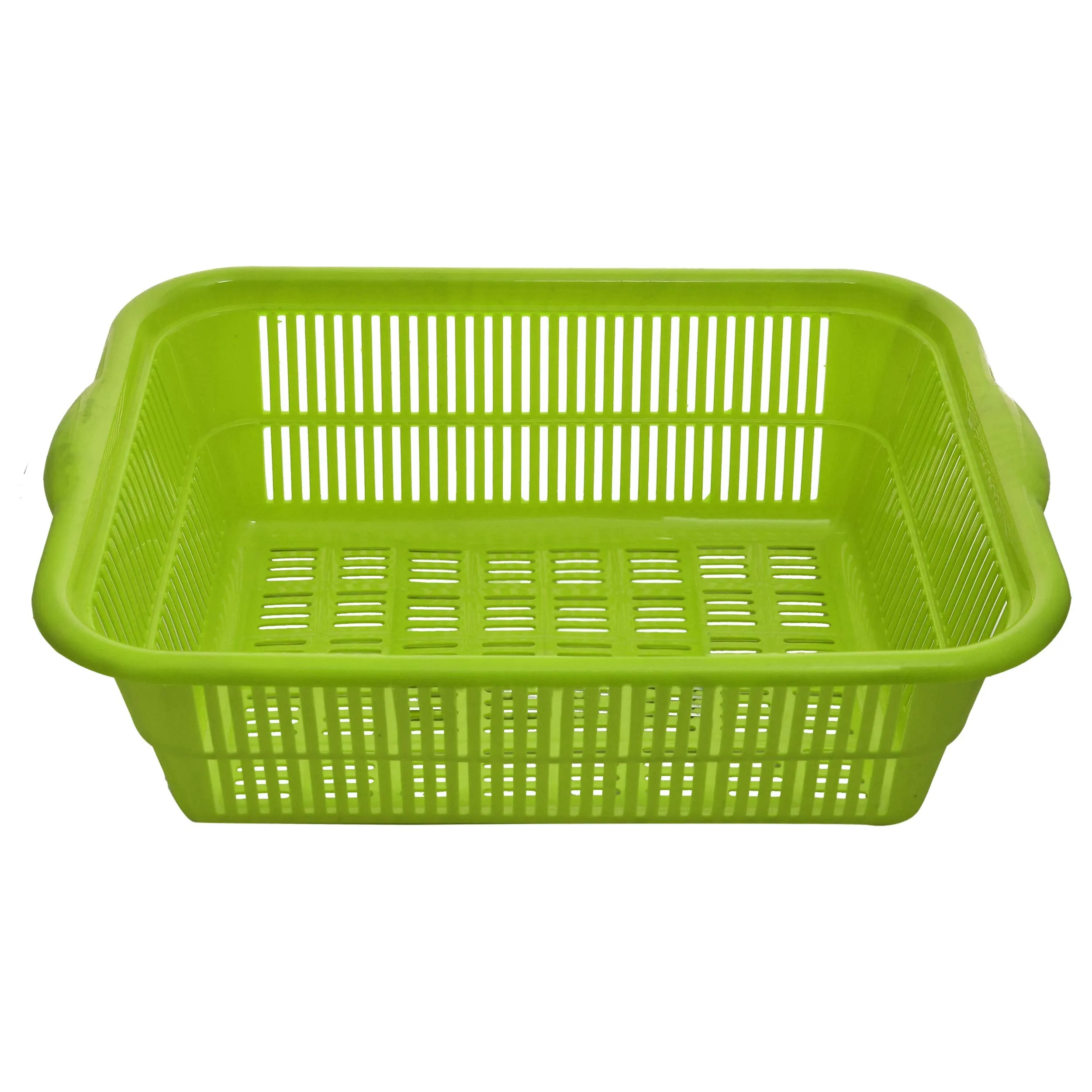 Kuber Industries Plastic 2 Pieces Kitchen Small Size Vegetables and Fruits Washing Basket Multipurpose Organizers (Green & Blue)-KUBERMART607