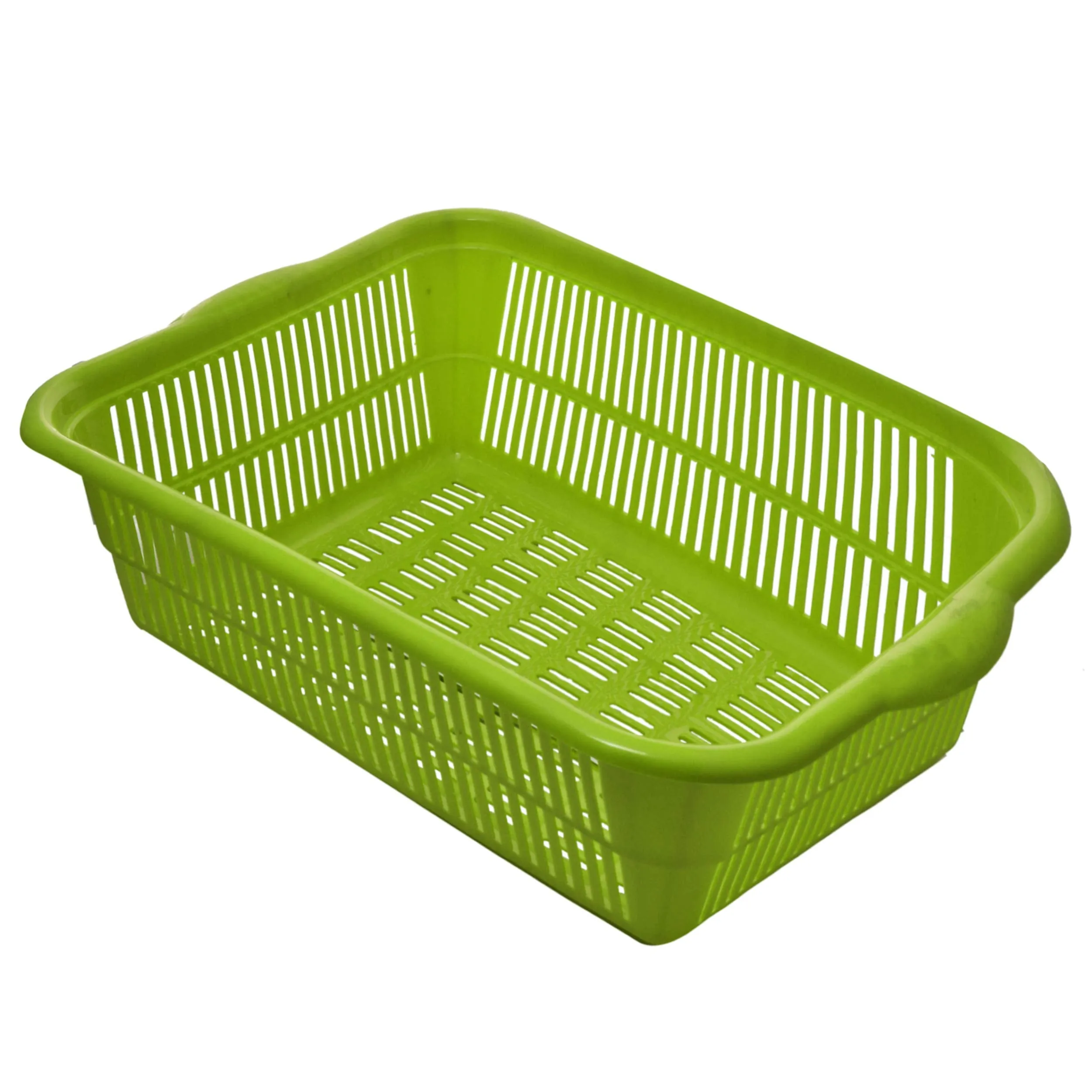 Kuber Industries Plastic Kitchen Large Size Dish Rack Drainer Vegetables and Fruits Washing Basket Dish Rack Multipurpose Organizers (Green)-KUBERMART1699