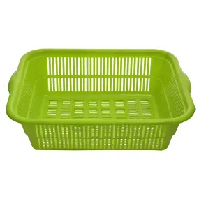 Kuber Industries Plastic Kitchen Large Size Dish Rack Drainer Vegetables and Fruits Washing Basket Dish Rack Multipurpose Organizers (Green)-KUBERMART1699