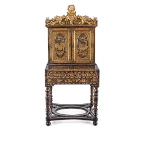 Lacquered Canton Export Bonheur De Jour Cabinet - Ca 1830