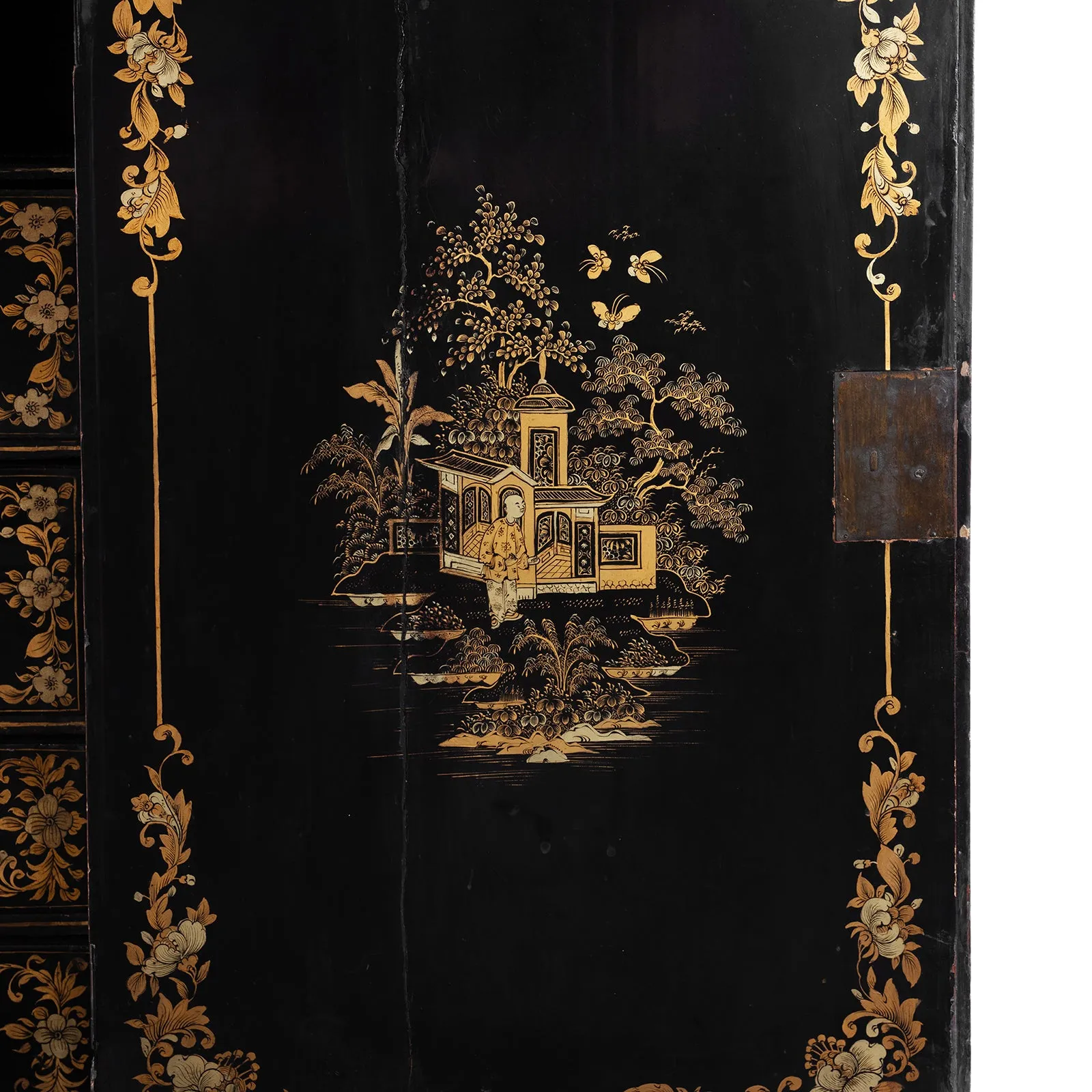 Lacquered Canton Export Bonheur De Jour Cabinet - Ca 1830