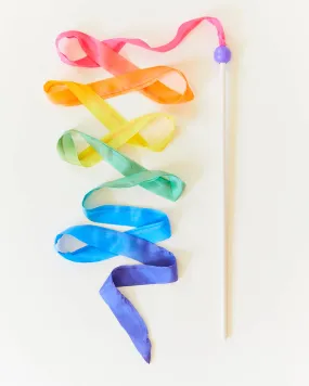 Large Rainbow Streamer - Silk & Wood Play Wand