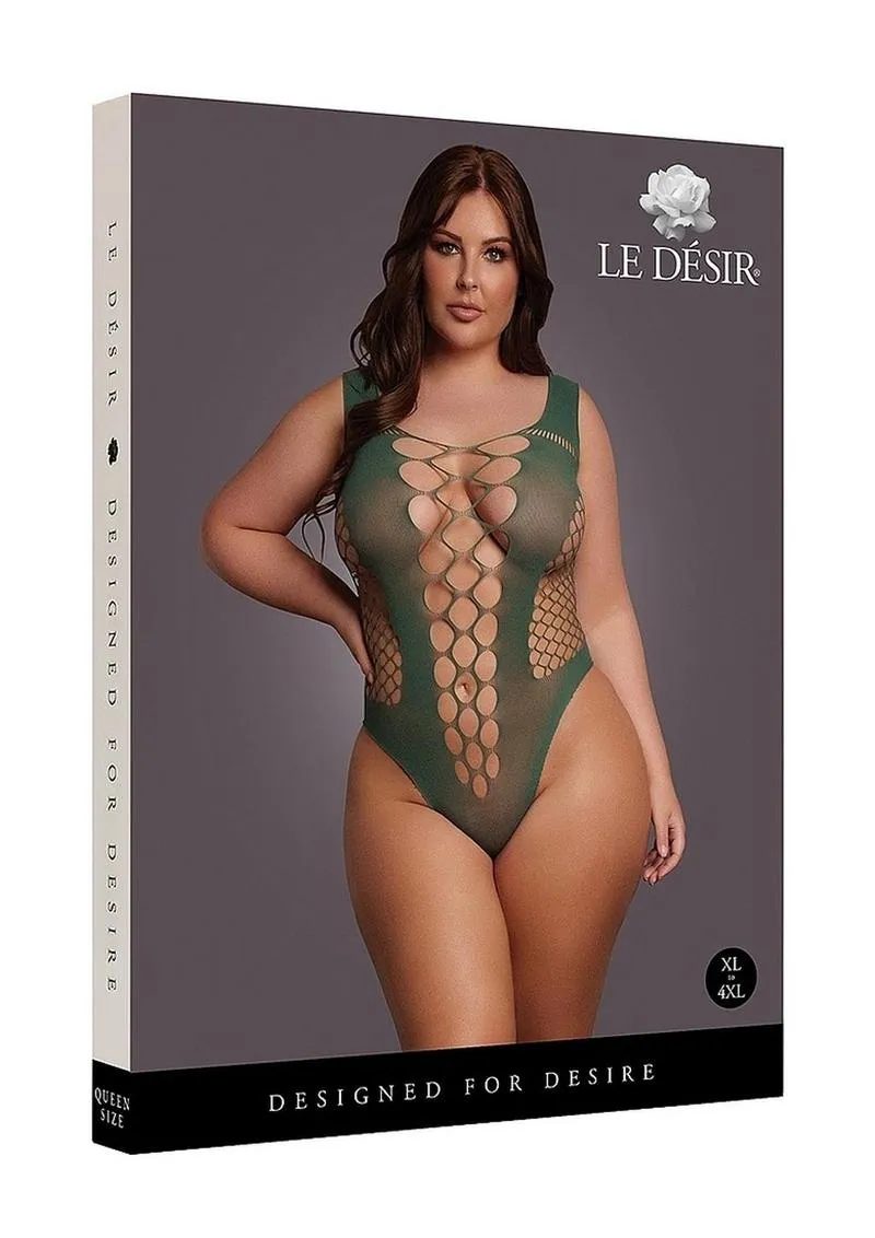 Le Desir V-Neck Teddy with Opaque Panels