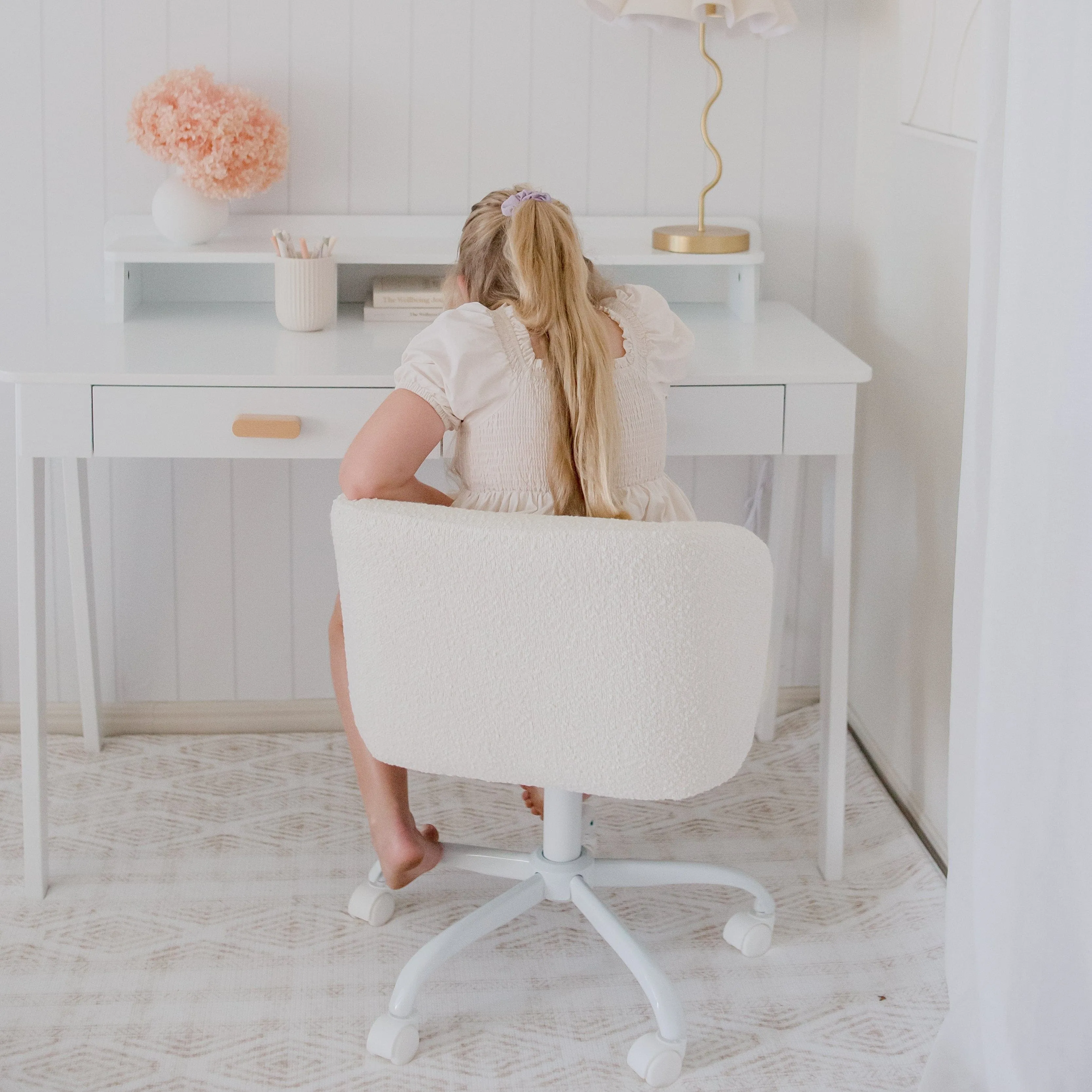 Mason Study Desk & Ivory Boucle Charli Chair Set