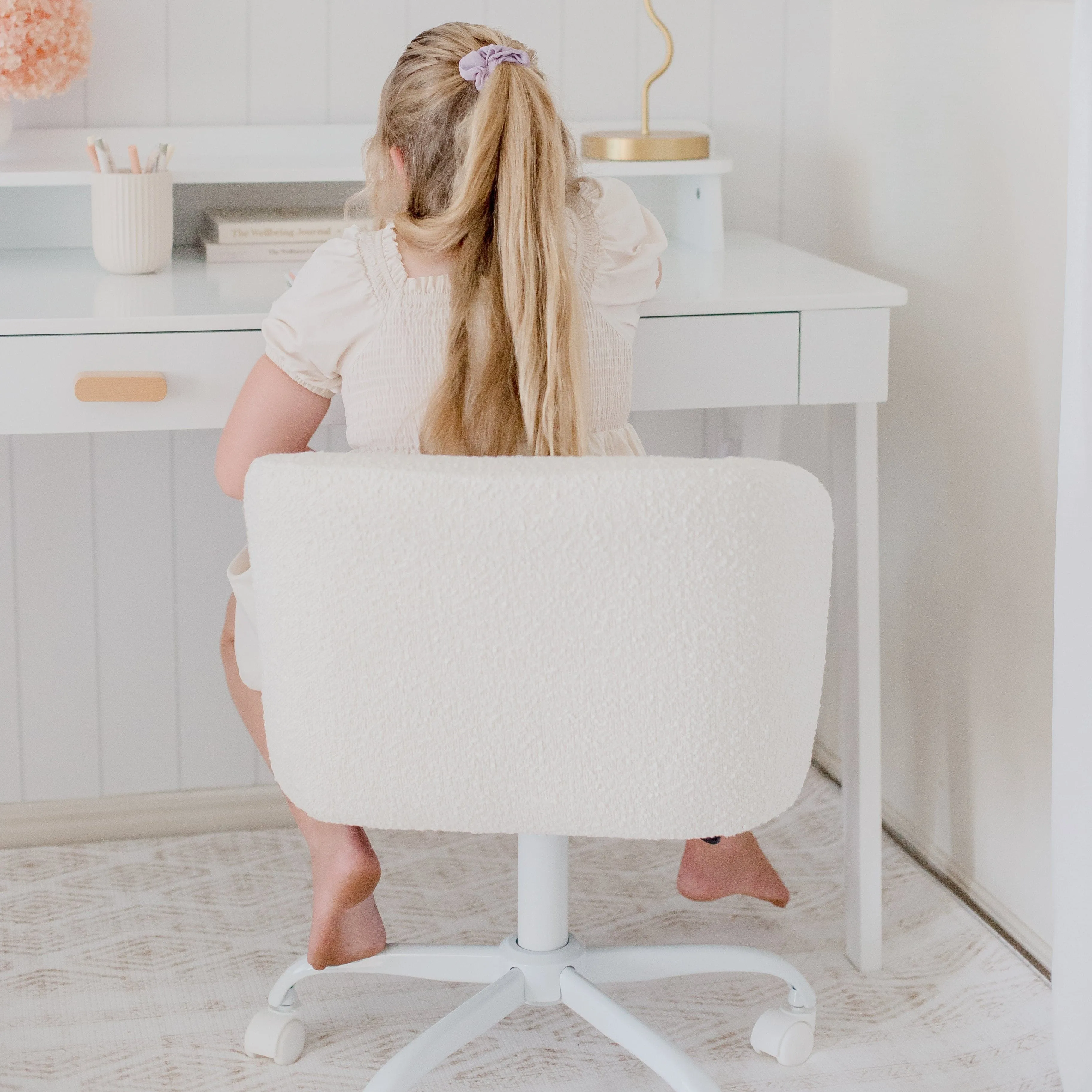 Mason Study Desk & Ivory Boucle Charli Chair Set