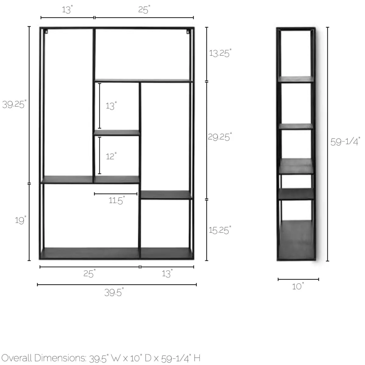 Meridius Wall Furniture Black Metal