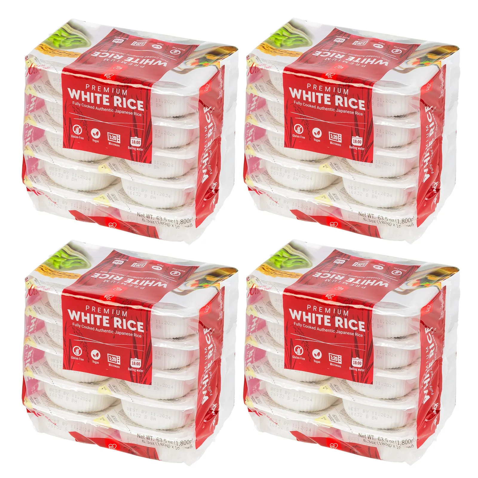 Microwavable Instant Premium White Rice, 10 Pack (6.3Oz/180g)