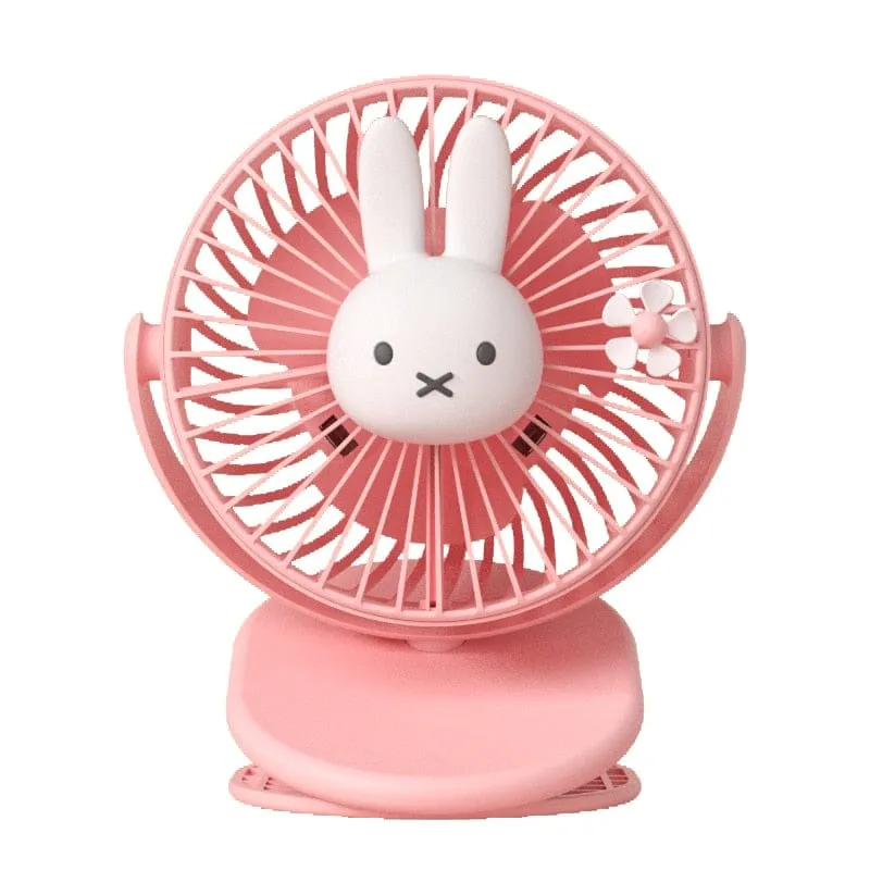 Miffy USB Rechargeable 3D Lamp Clip Fan