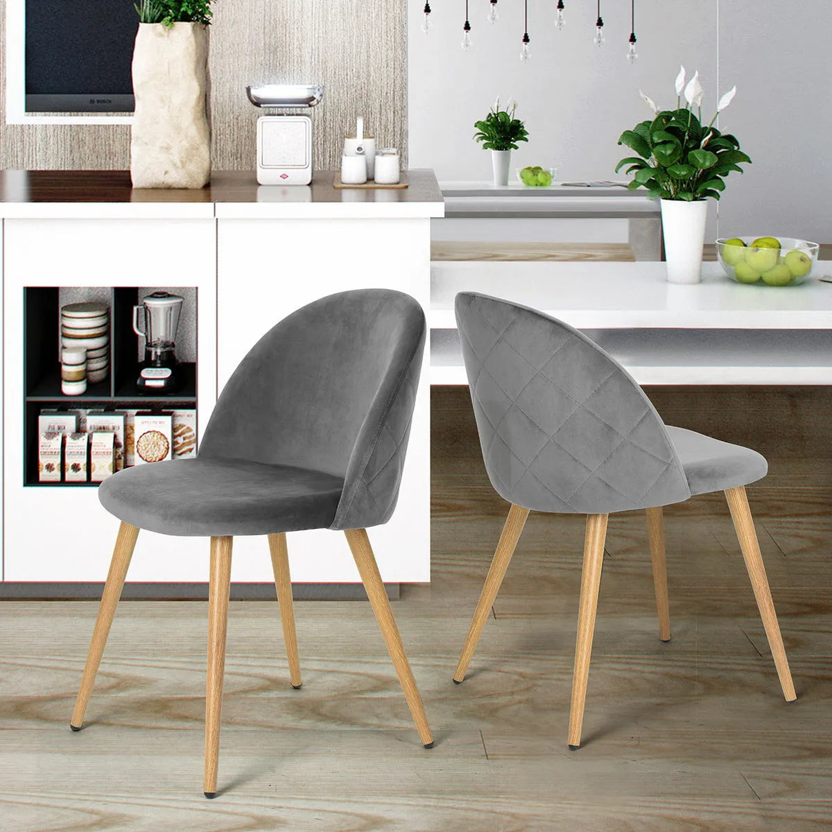 Modern and original velvet dining chair with graphic detail behind the back - ZOMBA