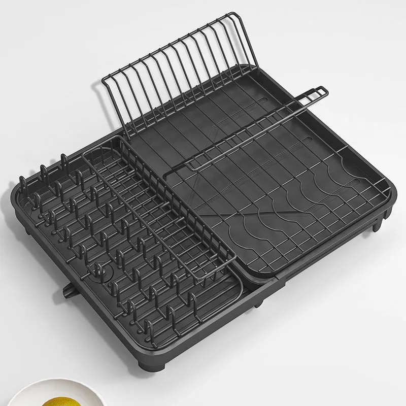 Modern Retractable Dish drying rack with cup cutlery and chopsticks drain holder