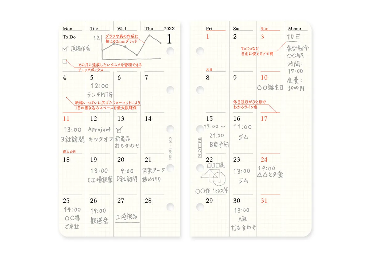 Monthly Schedule Refill 2025 PLT0001 (Mini 5 Size)