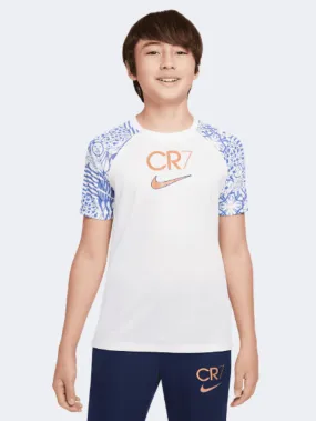 Nike Cr7 Boys Football T-Shirt White/Blue