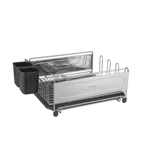 Plurale Dish Rack with Cutlery Holder - Black/Chrome