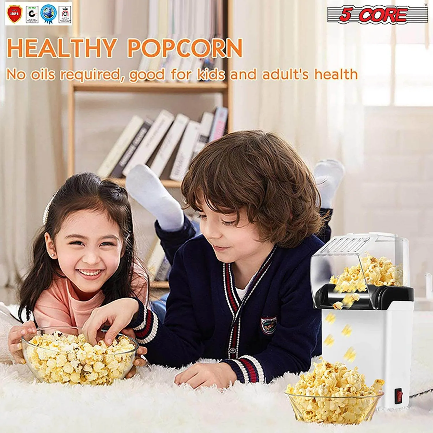 Popcorn Machine Hot Air Electric Popper Kernel Corn Maker Bpa Free No Oil 5 Core POP