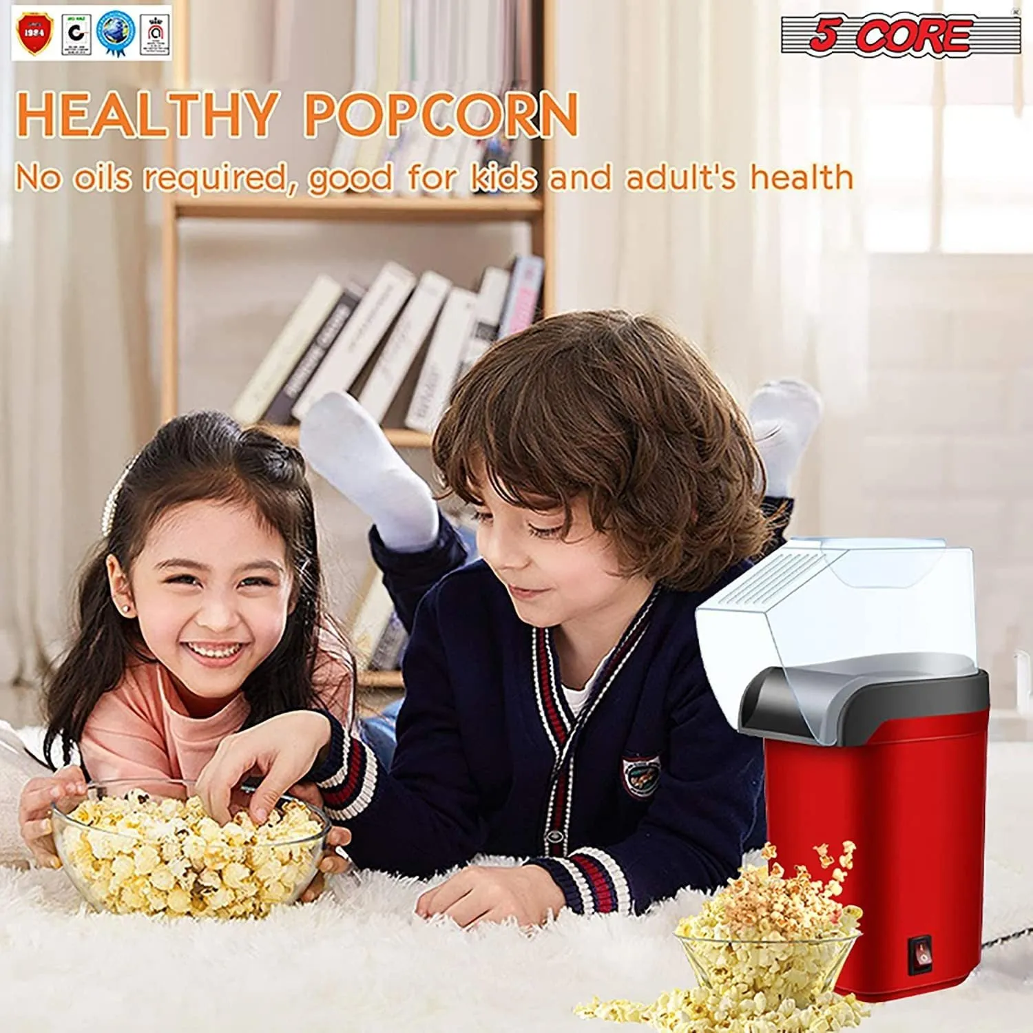 Popcorn Machine Hot Air Electric Popper Kernel Corn Maker Bpa Free No Oil 5 Core POP