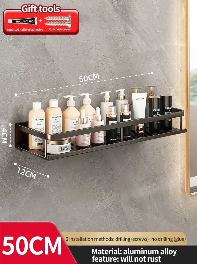 Punch-free bathroom rack bathroom shelf toilet space aluminum no drill hanging rack bathroom organizer hang on the wall