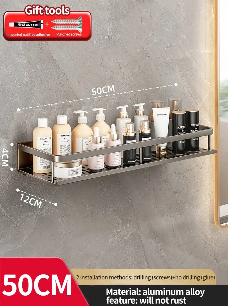 Punch-free bathroom rack bathroom shelf toilet space aluminum no drill hanging rack bathroom organizer hang on the wall