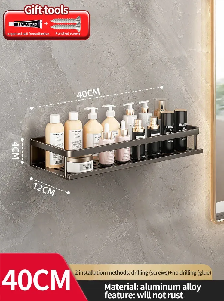 Punch-free bathroom rack bathroom shelf toilet space aluminum no drill hanging rack bathroom organizer hang on the wall