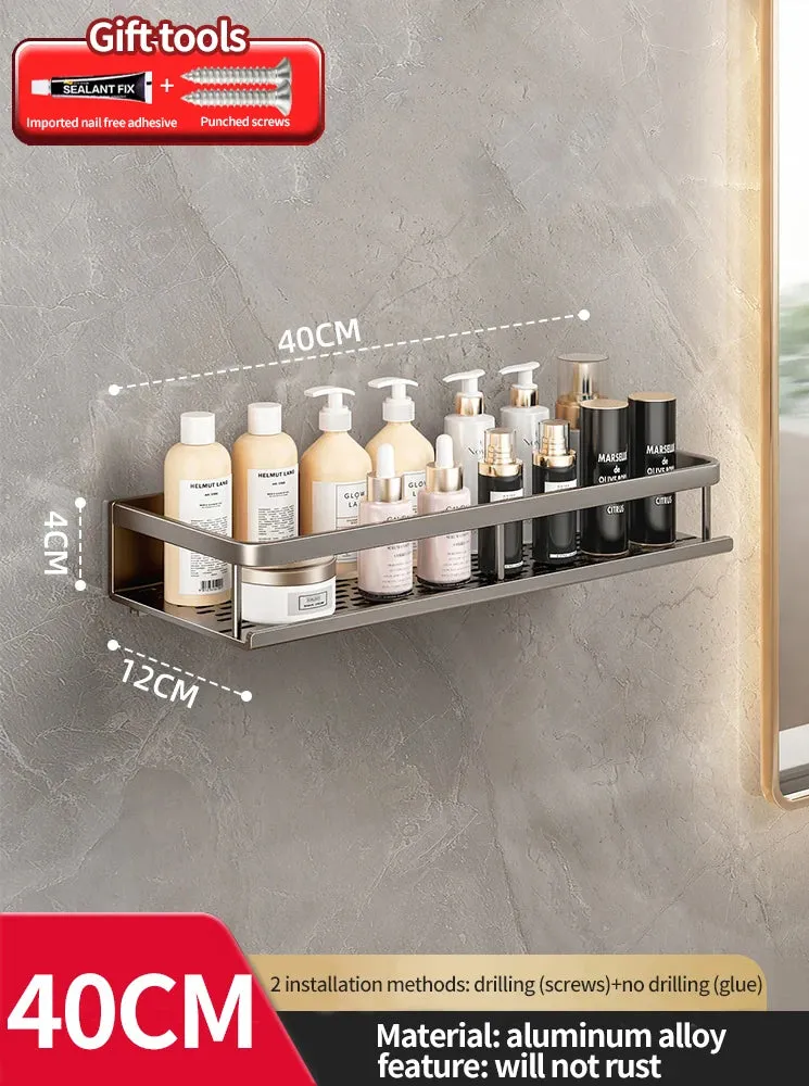 Punch-free bathroom rack bathroom shelf toilet space aluminum no drill hanging rack bathroom organizer hang on the wall