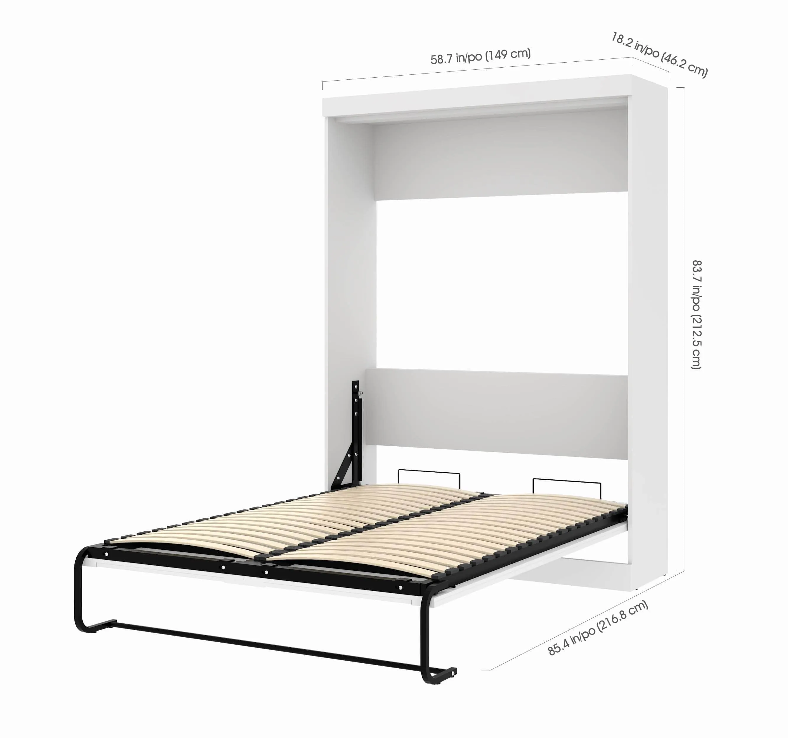 Pur Full Murphy Wall Bed and 1 Storage Unit with Drawers (84”) - Available in 7 Colours