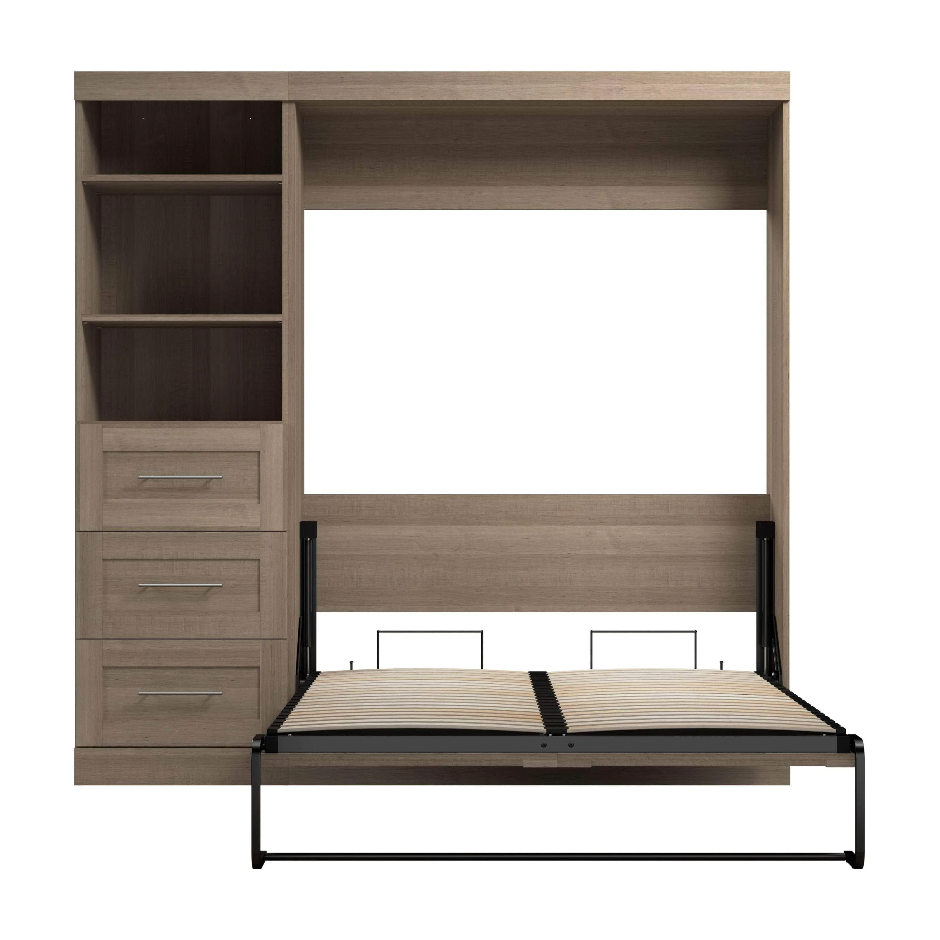 Pur Full Murphy Wall Bed and 1 Storage Unit with Drawers (84”) - Available in 7 Colours