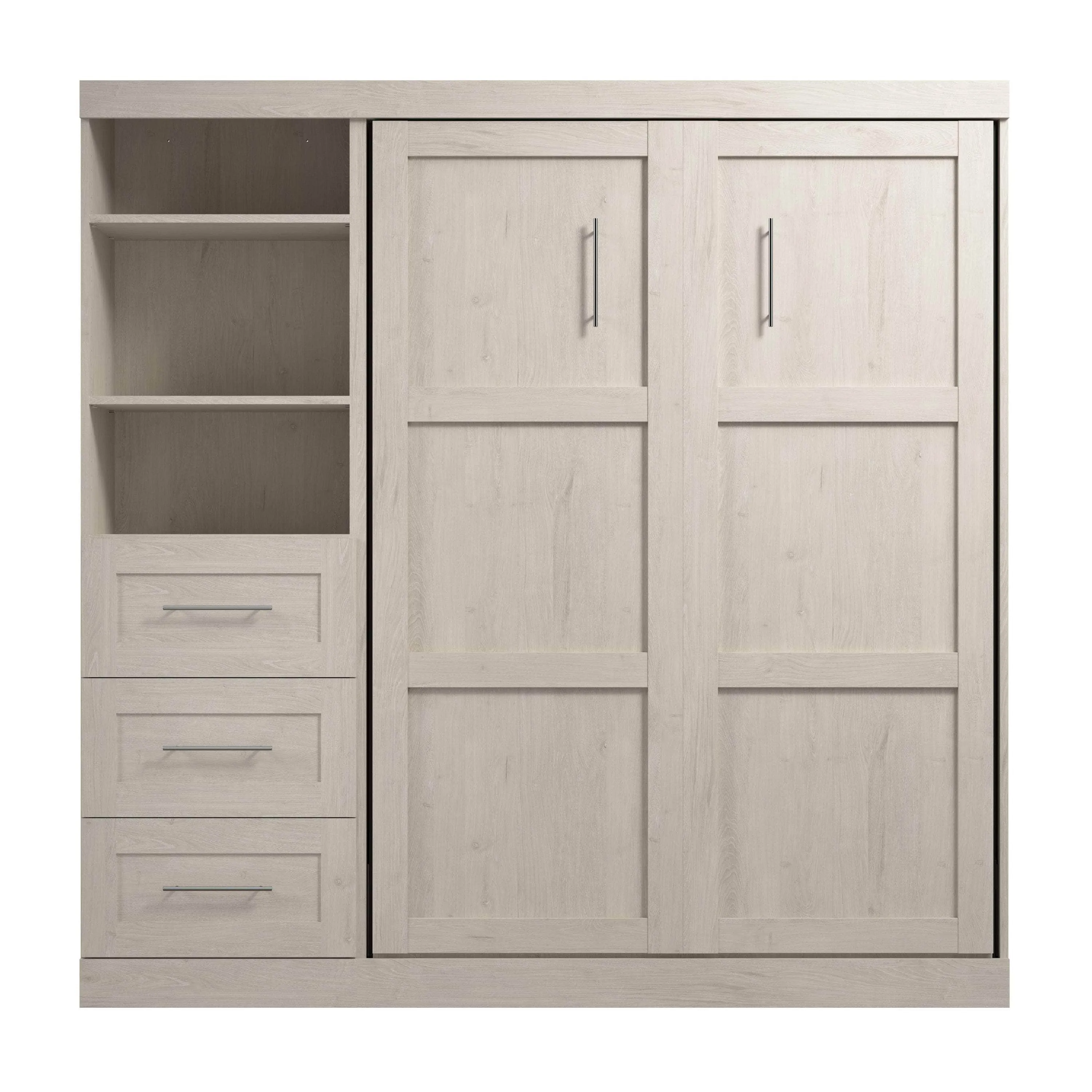 Pur Full Murphy Wall Bed and 1 Storage Unit with Drawers (84”) - Available in 7 Colours